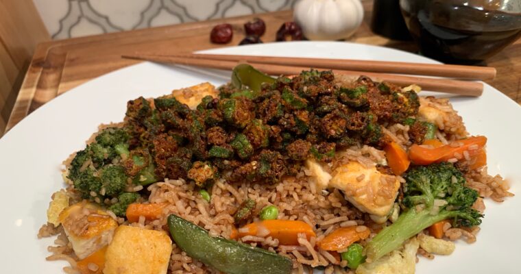 Tofu Fried Rice With Crispy Okra