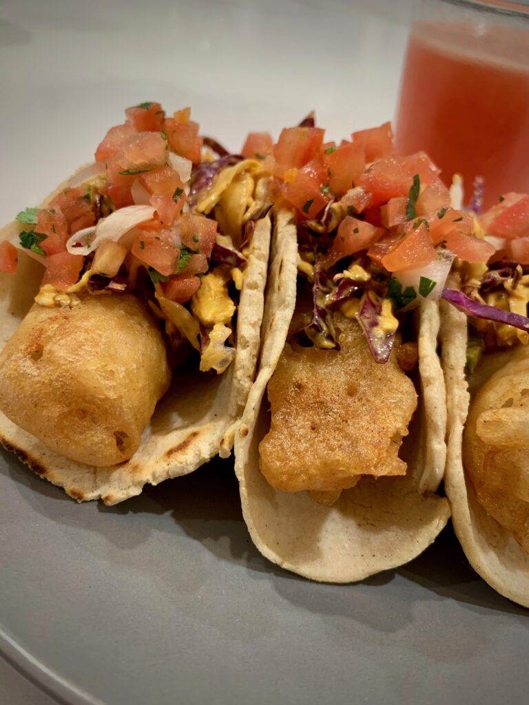 Ginger Ale Battered fish tacos